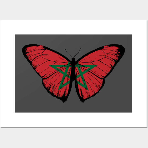 Vintage Morocco Butterfly Moth | Pray For Morocco and Stand with Morocco Wall Art by Mochabonk